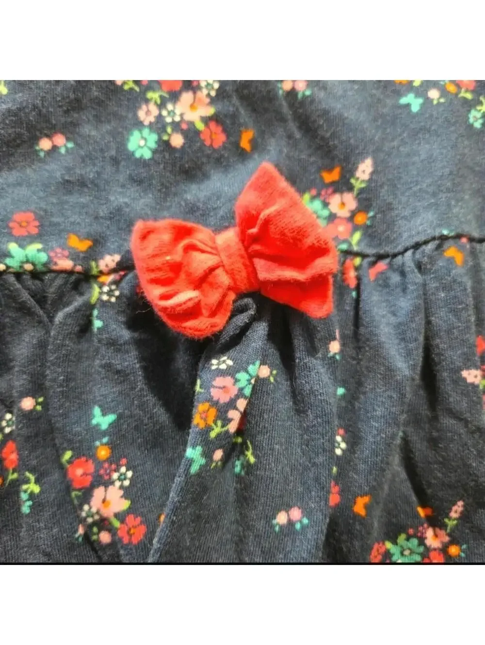 Carter's Child of Mine Navy Floral Dress 18M Pink Bow Toddler Girl #1076